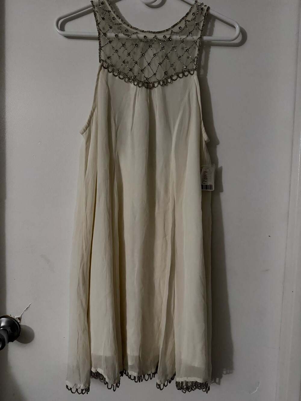 Kimchi Blue Ivory Beaded Mesh Halter Dress Size M